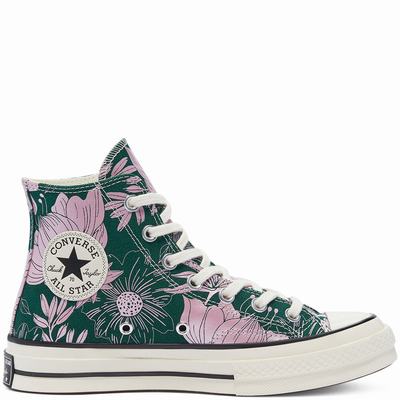 Női Converse Vintage Floral Chuck 70 Magasszárú Cipő CO6840173 Zöld/Rózsaszín